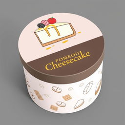 A creative and modern packaging design for a cheesecake brand