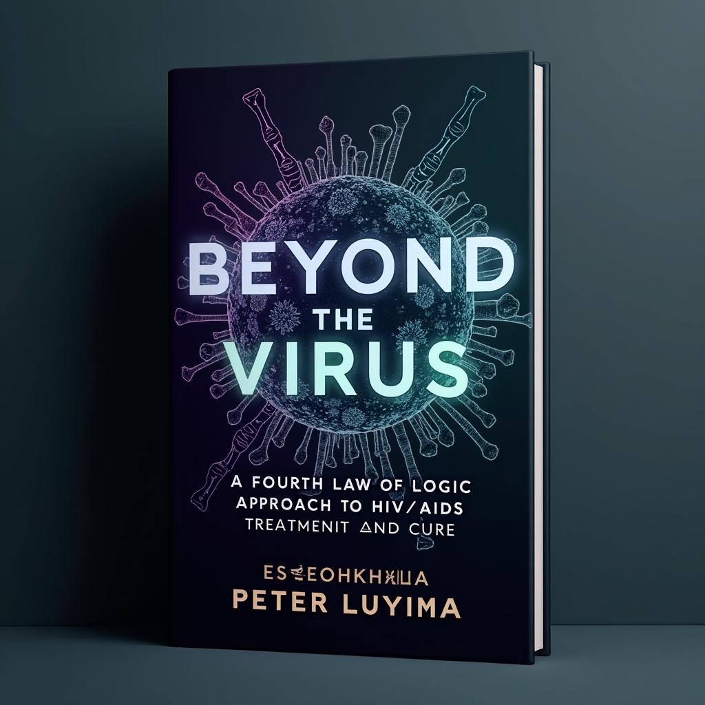 An innovative and striking book cover design for 'Beyond the Virus: A Fourth Law of Logic Approach to HIV/AIDS Treatment and Cure' by Ssemakula Peter Luyima