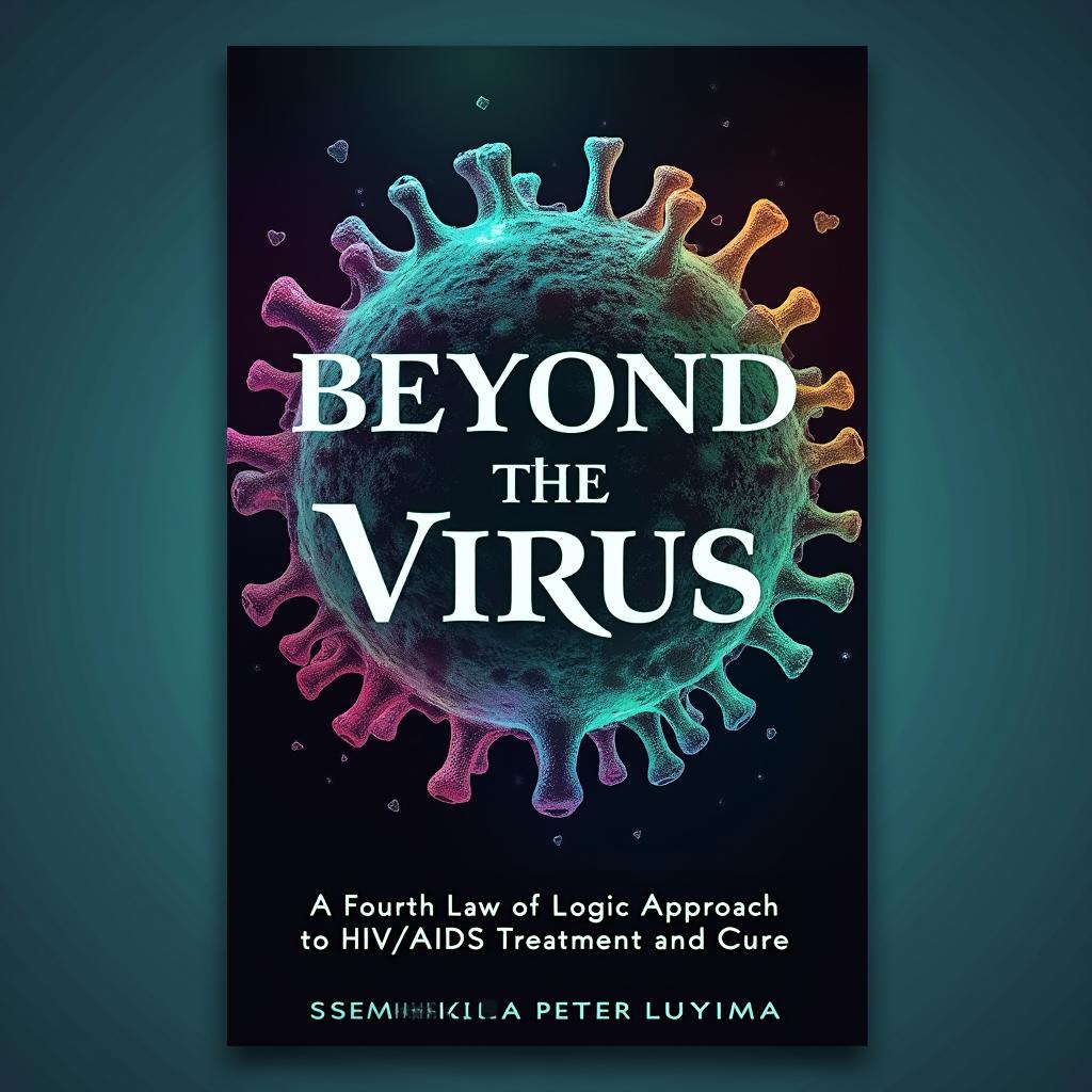 A captivating book cover design for 'Beyond the Virus: A Fourth Law of Logic Approach to HIV/AIDS Treatment and Cure' authored by Ssemakula Peter Luyima
