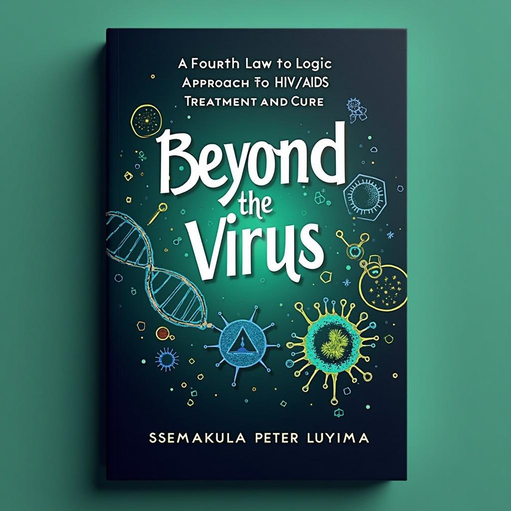 A visually striking book cover design for 'Beyond the Virus: A Fourth Law of Logic Approach to HIV/AIDS Treatment and Cure' authored by Ssemakula Peter Luyima