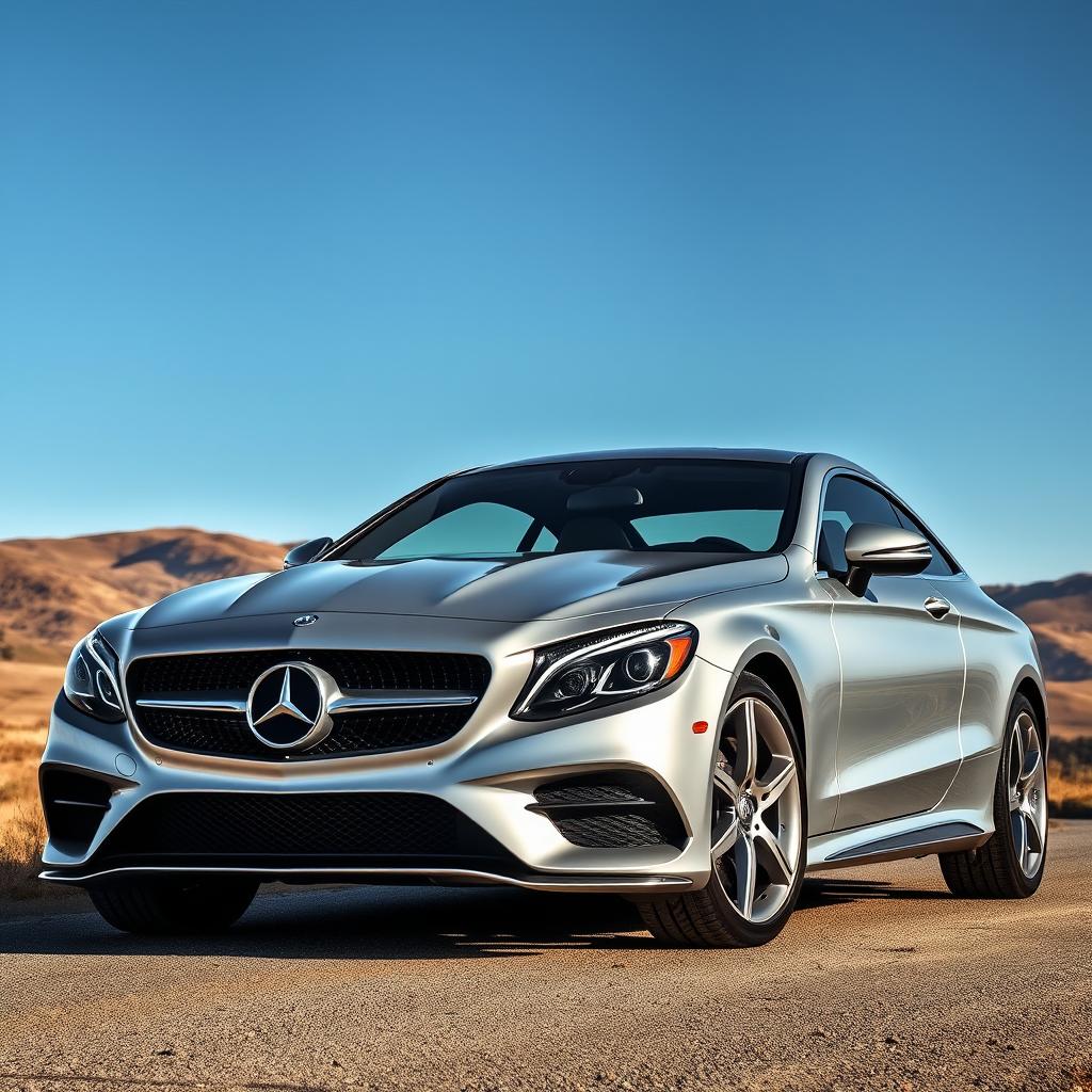 A stunning Mercedes C207 coupe featuring sleek, elongated lines that emphasize its aerodynamic design