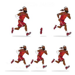 A dynamic spritesheet capturing the movement of LeBron James running