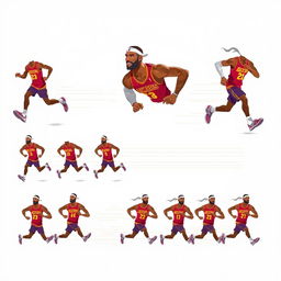 A dynamic spritesheet capturing the movement of LeBron James running