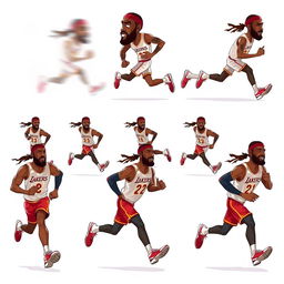 A dynamic spritesheet capturing the movement of LeBron James running