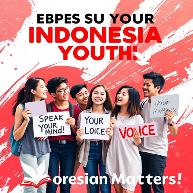 An engaging and vibrant poster encouraging Indonesian youth to express their opinions freely