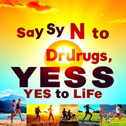 A bright and colorful poster with the slogan "Say NO to Drugs, YES to Life" prominently displayed in bold, eye-catching font