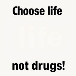 A thought-provoking anti-drug slogan that conveys the message: "Choose life, not drugs!"