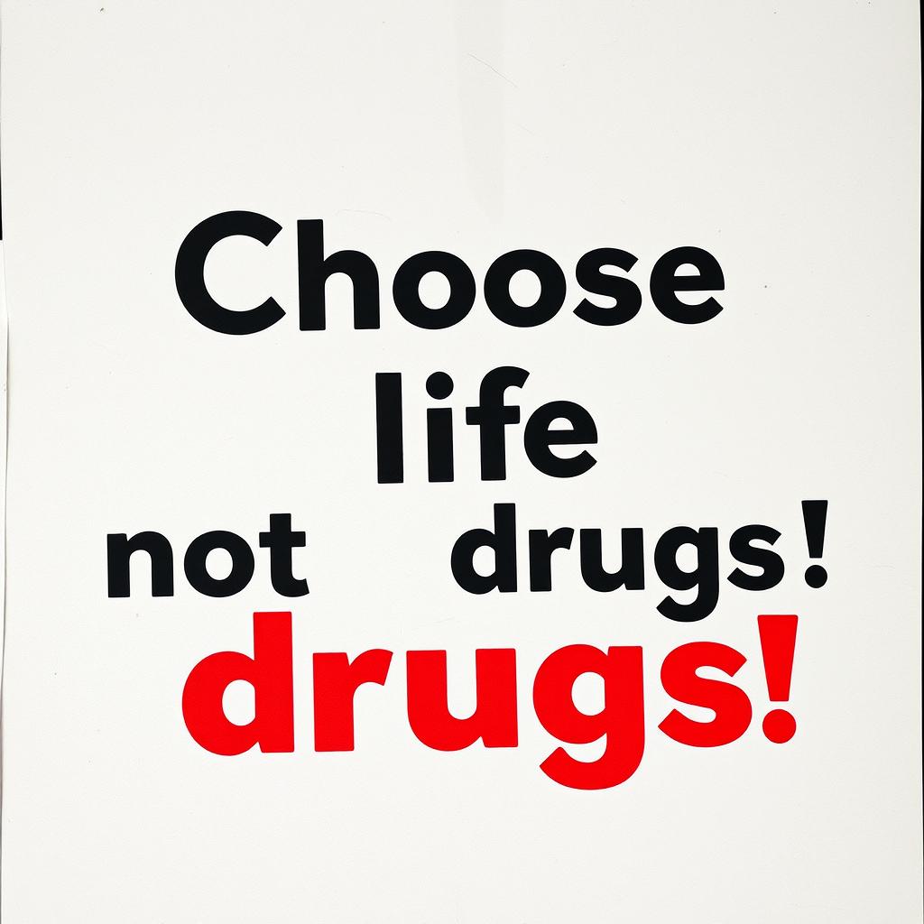 A thought-provoking anti-drug slogan that conveys the message: "Choose life, not drugs!"