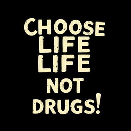 A thought-provoking anti-drug slogan that conveys the message: "Choose life, not drugs!"
