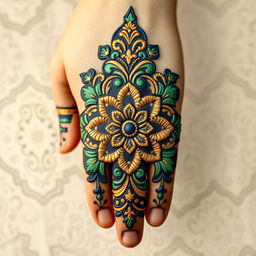 A beautifully crafted hand work design featuring intricate patterns and textures