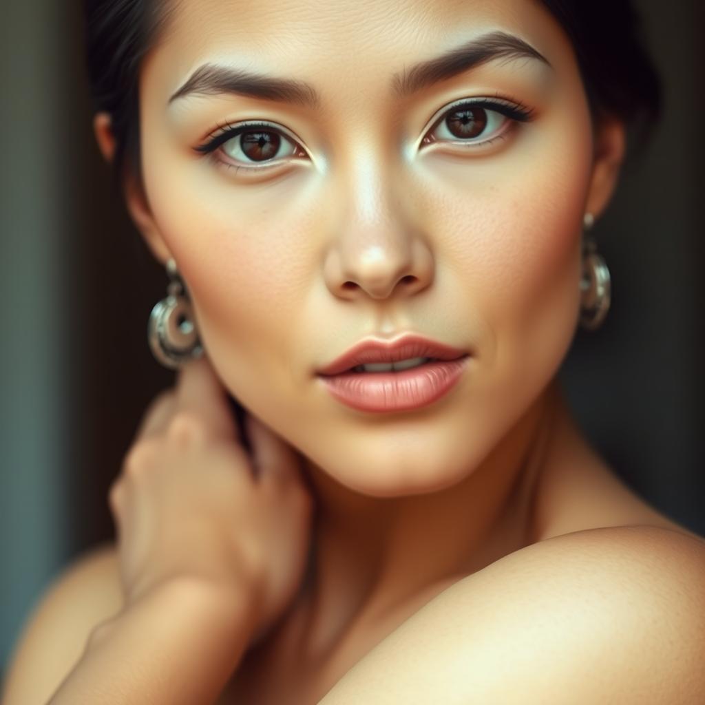 A portrait of a person with striking facial features, maintaining the original style and attributes without alteration