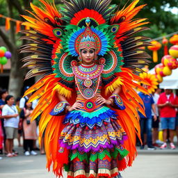 A vibrant and elaborate Ati-Atihan costume, inspired by the traditional Filipino festival