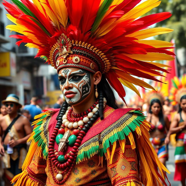 A vibrant Ati-atihan costume featuring a bold and colorful design with traditional patterns