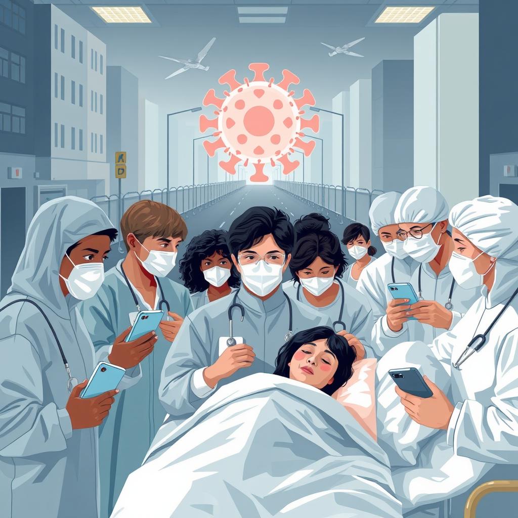A compelling illustration showcasing the challenges faced during the COVID-19 pandemic