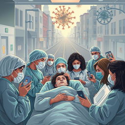 A compelling illustration showcasing the challenges faced during the COVID-19 pandemic