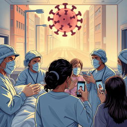 A compelling illustration showcasing the challenges faced during the COVID-19 pandemic