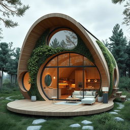 A visionary cabin concept that meticulously integrates design elements inspired by a cocoon, aimed at not only achieving aesthetic appeal but also functionality and sustainability