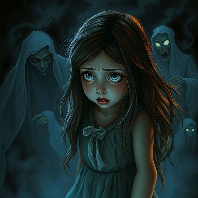 Expressive Girl in Fear: A Captivating Portrait