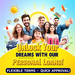 A vibrant and engaging poster promoting personal loans