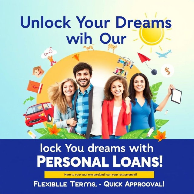 A vibrant and engaging poster promoting personal loans