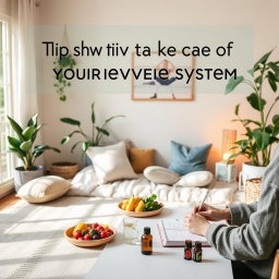 Tips on how to take care of your nervous system, featuring a serene and peaceful setting