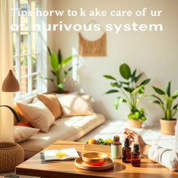 Tips on how to take care of your nervous system, featuring a serene and peaceful setting