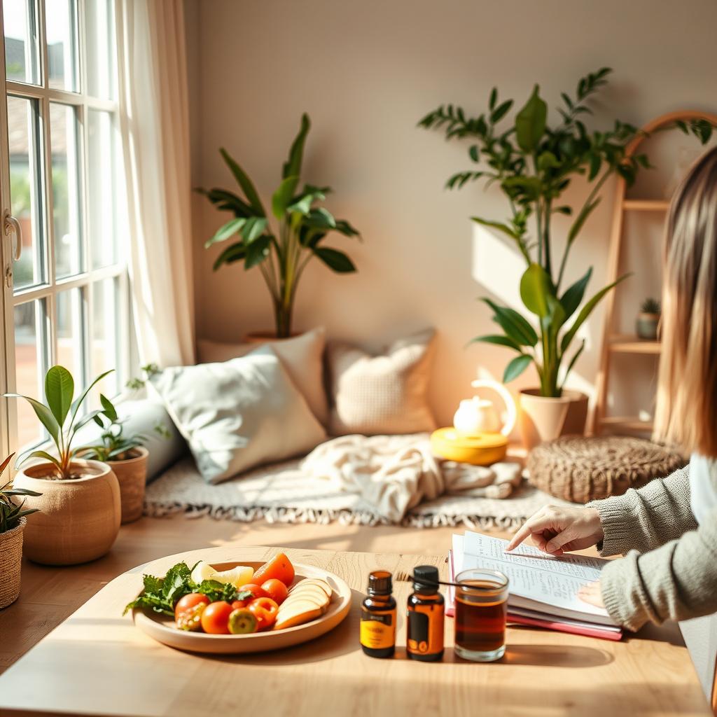 Tips on how to take care of your nervous system, featuring a serene and peaceful setting
