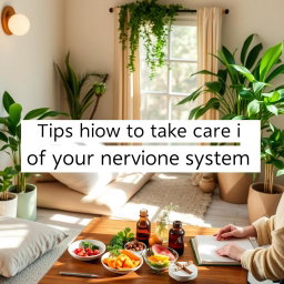 Tips on how to take care of your nervous system, featuring a serene and peaceful setting