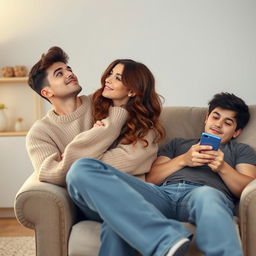 A heartwarming yet slightly humorous scene of a clingy girlfriend and her indifferent boyfriend