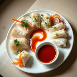 A beautifully plated dish of Filipino lumpia, styled in a Michelin star presentation