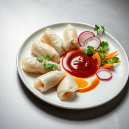 A beautifully plated dish of Filipino lumpia, styled in a Michelin star presentation
