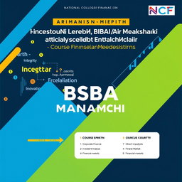 A visually striking poster that encapsulates the vision and mission of the NCF (National College of Finance) concerning the BSBA (Bachelor of Science in Business Administration) program specialized in Financial Management
