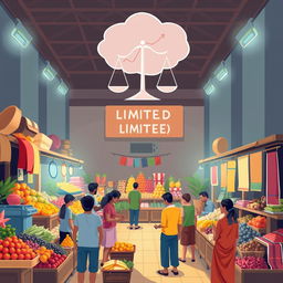 An engaging and informative illustration depicting the concept of economics and scarcity