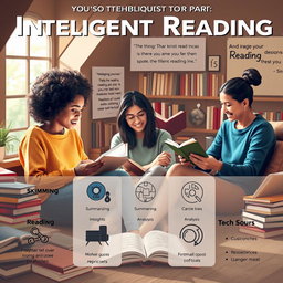 A visually engaging and informative composition depicting various techniques for intelligent reading