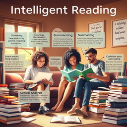 A visually engaging and informative composition depicting various techniques for intelligent reading