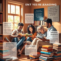 A visually engaging and informative composition depicting various techniques for intelligent reading