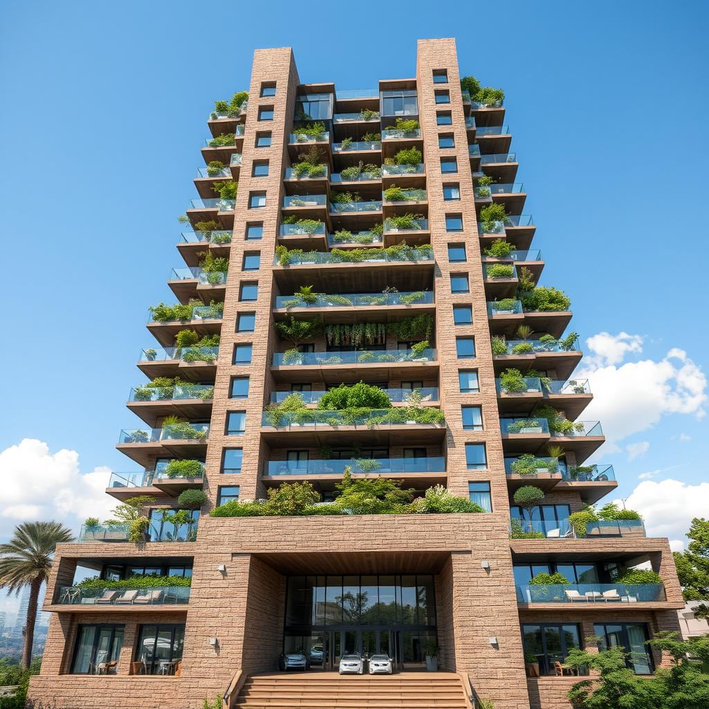 A stunning 20-story modern skyscraper designed with a nature-inspired architecture that pays homage to the Achaemenid Empire, featuring a breathtaking fourth-level highlight