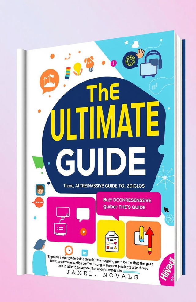 A visually appealing and informative cover for a comprehensive guide book titled 'The Ultimate Guide to [Subject]'