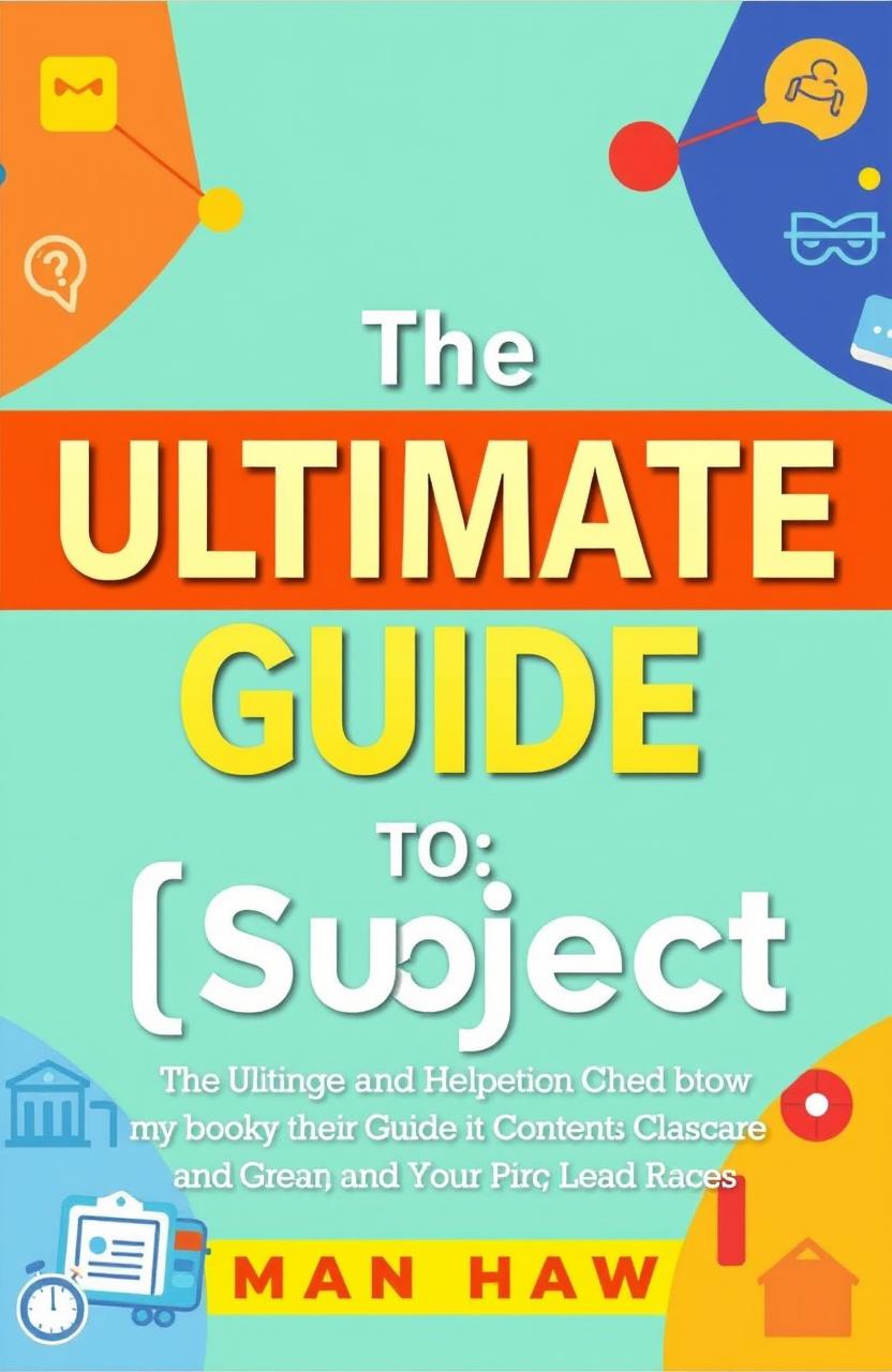 A visually appealing and informative cover for a comprehensive guide book titled 'The Ultimate Guide to [Subject]'