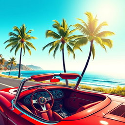 A vibrant illustration of a classic 1990s sports car, showcasing its sleek design and bold colors