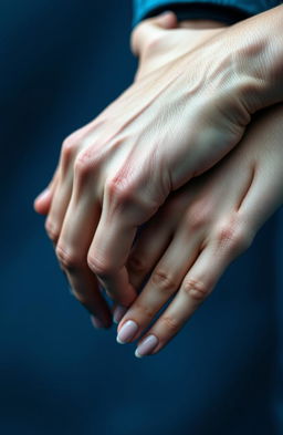 A close-up shot of two hands, one male and one female, intertwined elegantly