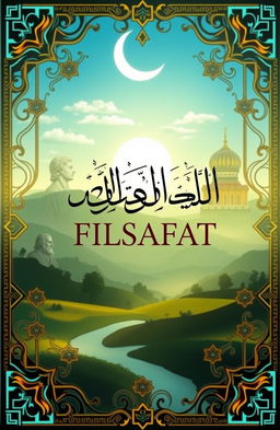 A visually stunning book cover for a philosophical text titled 'Filsafat Islam'