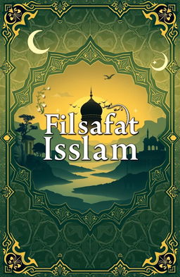 A visually stunning book cover for a philosophical text titled 'Filsafat Islam'