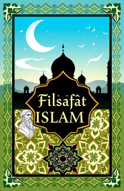 A visually stunning book cover for a philosophical text titled 'Filsafat Islam'