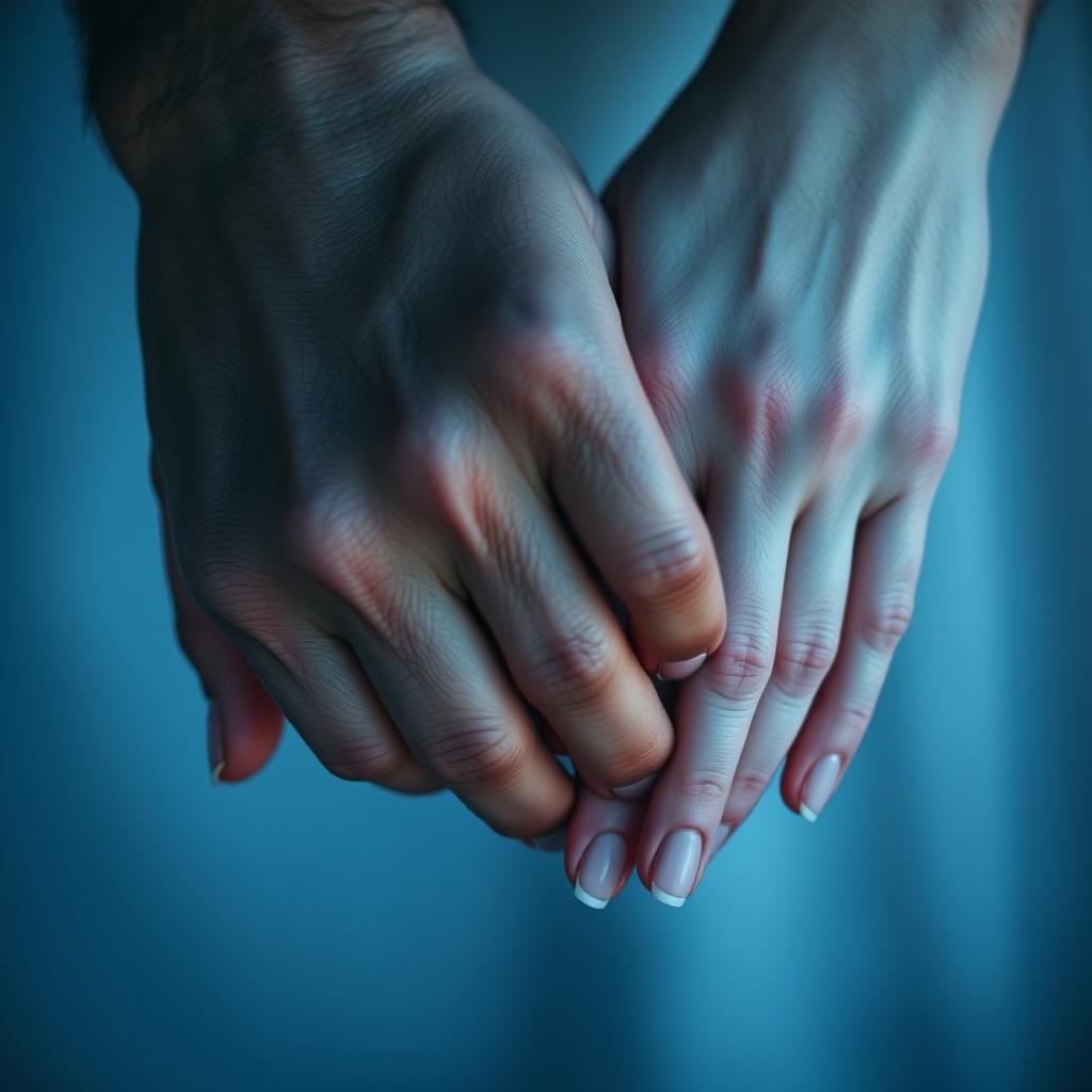 A close-up shot of two hands, one male and one female, intertwined elegantly