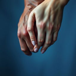A close-up shot of two hands, one male and one female, intertwined elegantly