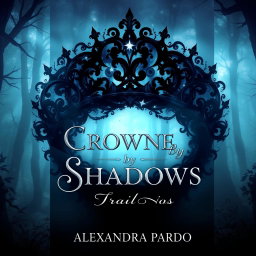 A captivating book cover for a fantasy novel titled 'Crowned By Shadows' by Alexandra Pardo