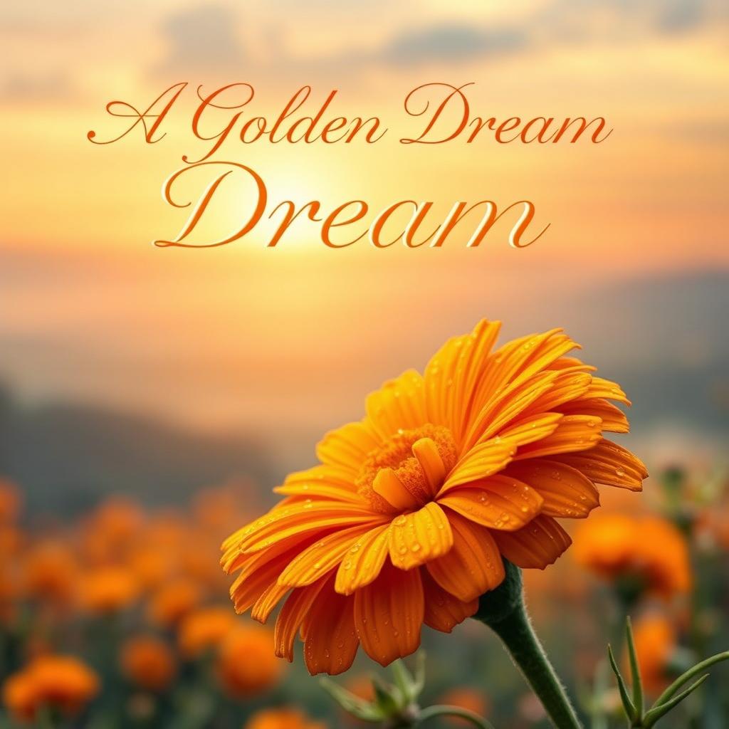 A stunning Wattpad book cover featuring the title "A Golden Dream" prominently displayed in elegant, cursive font