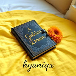 A stunning Wattpad book cover featuring a beautifully designed diary resting on a soft, textured yellow blanket on a neatly made bed