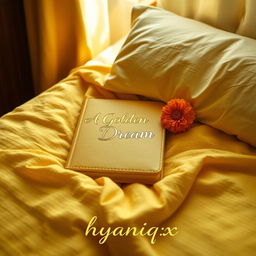 A stunning Wattpad book cover featuring a beautifully designed diary resting on a soft, textured yellow blanket on a neatly made bed